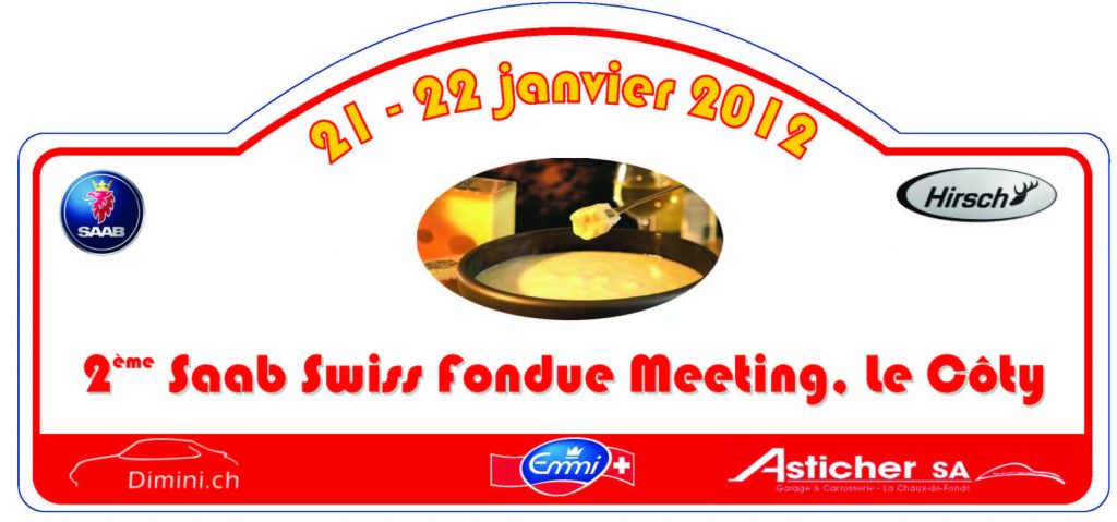 Plaque de rallye du Saab Swiss Fondue Meeting 2012